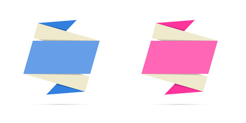 Two origami style labels