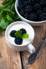 creamy yogurt with blackberries