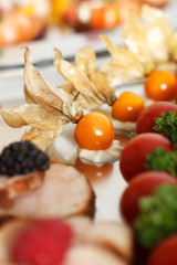 physalis deko on silver plate