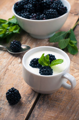 creamy yogurt with blackberries