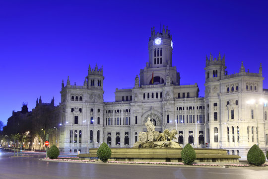 Post Office Building at Cibeles Square at morning in Madrid