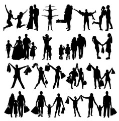 Family Silhouettes . Vector illustration