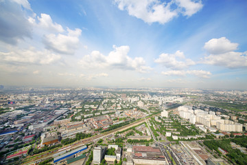 Panoramic view of Butyrskiy district at summer in Moscow, Russia