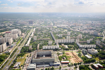 Fototapeta na wymiar 15th and 16th districts of Ostankino district at summer day