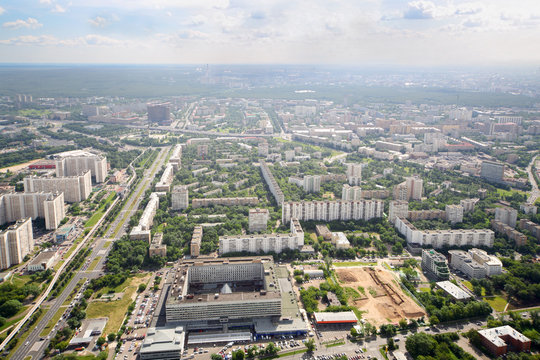 15th and 16th districts of Ostankino district at summer day