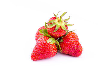Fresh strawberries isolated on white background.