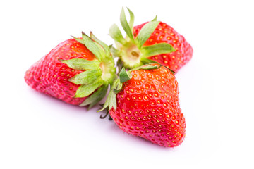 Fresh strawberries isolated on white background.
