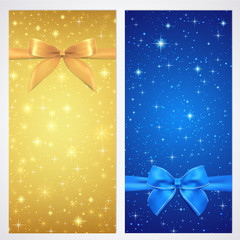 Gift certificate / Voucher / Coupon template. Stars, bow