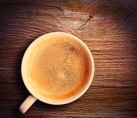 cup of fresh espresso on table
