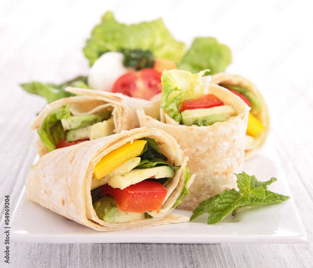 Poster tortilla wrap with vegetable