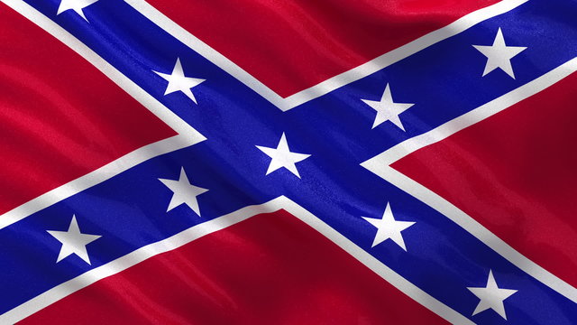 Seamless loop of the Confederate flag waving in the wind