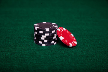 Black and red poker chips