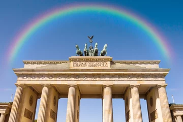 Foto op Canvas brandenburger tor and rainbow in berlin © sp4764