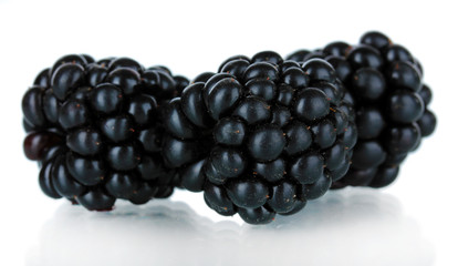 Sweet blackberries isolate on white