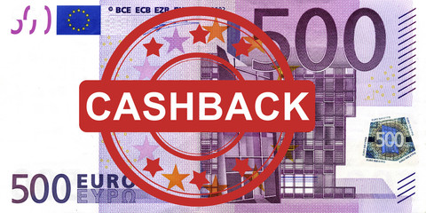 500 Euroschein mit Cashback Stempel