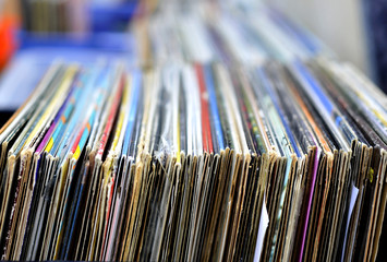 old vinyl records at a local flea market - 54973030