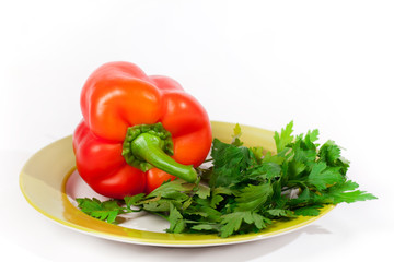 red pepper and parsley in a bowl