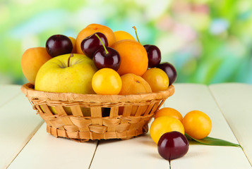 Bright summer fruits in basket