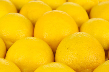 Ripe lemons close-up