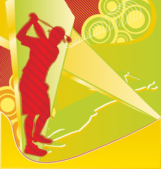 Golf Player Silhouette on the Abstract Background.