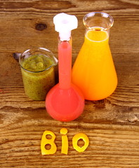 Biochemistry concept and juices from test tube