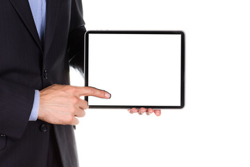 Young businessman's hands with tablet pc