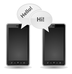 two smartphone icon chat speech bubble