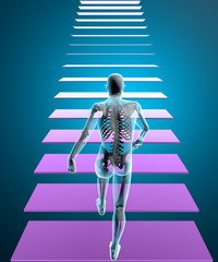 Uomo scalata successo rampa di scale