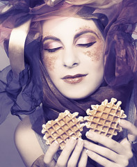 Young woman with dessert