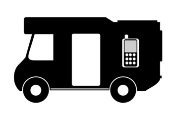 Camping-car avec un téléphone portable