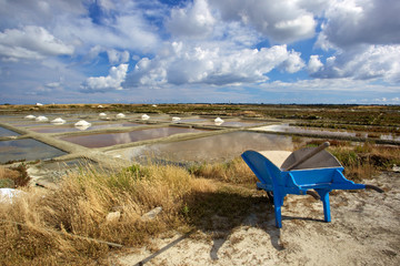 marais salants de Guérande et brouette traditionnelle