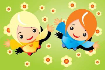 Two girls having fun