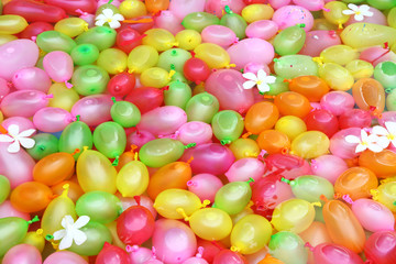 Colorful ballon in pond