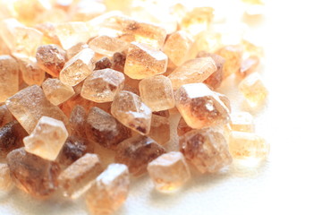 close up brown crystal sugar