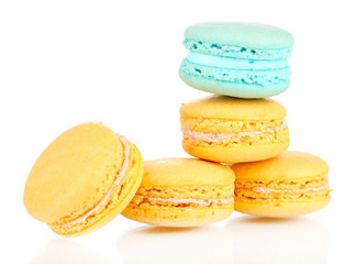 Gentle macaroons isolated on white