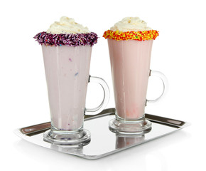Delicious milk shakes isolated on white