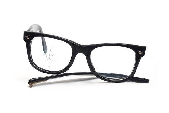 Broken glasses on White Background