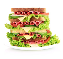 Huge sandwich, isolated on white