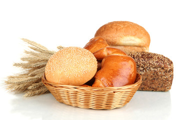 Variety of bread isolated on white