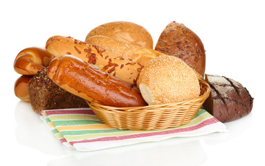 Variety of bread isolated on white