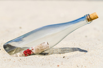 essage in a bottle on the beach