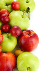 Assortment of juicy fruits, isolated on white