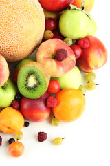 Assortment of juicy fruits, isolated on white
