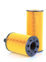Car oil filters isolated on white