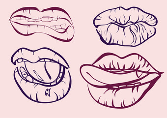 tattoo .Collection   mouths with  lips.