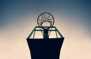 Old basketball basket outdoor, vintage look