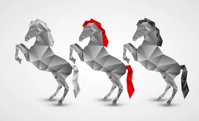 Fototapete Geometrische Tiere Pferd isoliert auf weißem Hintergrund