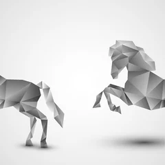 Deurstickers Geometrische dieren Paard geïsoleerd op een witte achtergrond