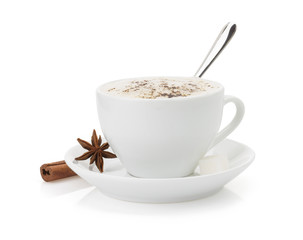 cup of coffee on white