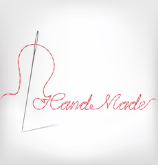 Needle with thread hand made. Vector illustrat